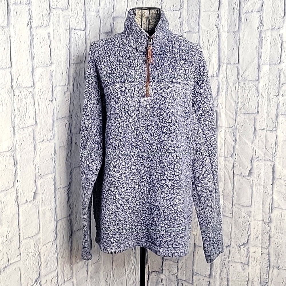 TRUE GRIT Blue Women's‎ Sherpa Half Zip Pullover Small